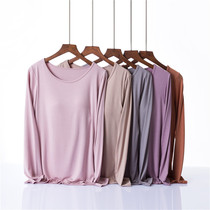 Modal with bust cushion long sleeve t-shirt free bra no underwire cups all-in-one yoga lingerie pajama tops primed