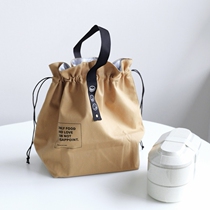 Daily canvas Bento bag hand carry corset pocket simple men and women insulated lunch box bag large capacity Hand bag
