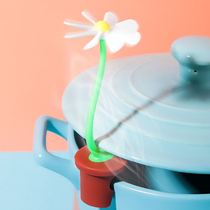 Porridge and soup anti-overflow artifact Creative self-rotating daisy flower enamel pot cover Raise mat gadget