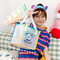 Transparent lunch box bag handbag Japanese large fashion work with rice lunch Waterproof wash cute bento bag
