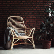 Nordic natural cane chair single courtyard leisure balcony indoor living room designer style Japanese back chair home