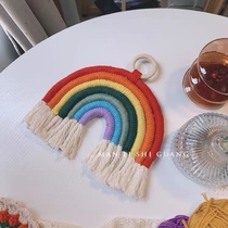  Hand-woven rainbow tapestry diy material package Nordic wall wall hanging air pendant Childrens room decoration