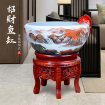 Jingdezhen Chinese household living room extra large ceramic fish tank fish pot filter circulating water turtle goldfish tank