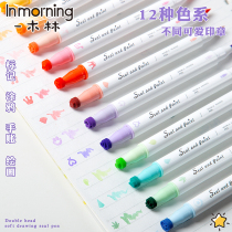 Mulin double head seal soft pen fluorescent pen label pen pen pen and notes special elementary school students color soft headbrush childrens pen card greeting card