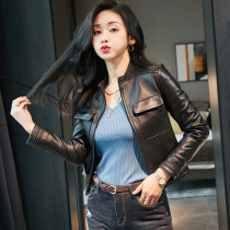 2021 new spring and autumn leather leather women short locomotive coat sheep leather jacket autumn and winter