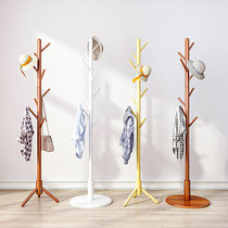 Solid wood coat rack floor-to-ceiling bedroom household hanging clothes shelf simple storage rack single pole hanger
