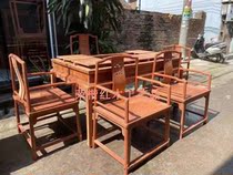 Vietnam red wood furniture Myanmar flowers pear semi-finished big fruit purple sandalwood tea table six pieces of domestic craftsmanship