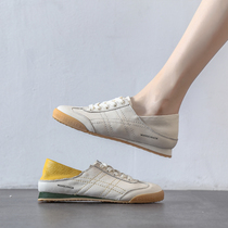 Hong Kong two wear soft leather small white shoes women 2021 autumn new soft soled comfortable leather Agan shoes casual shoes tide