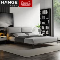 Italian leather bed 1 5 meters modern simple double bed 1 8 meters small apartment master bedroom minimalist light luxury leather bed wedding bed