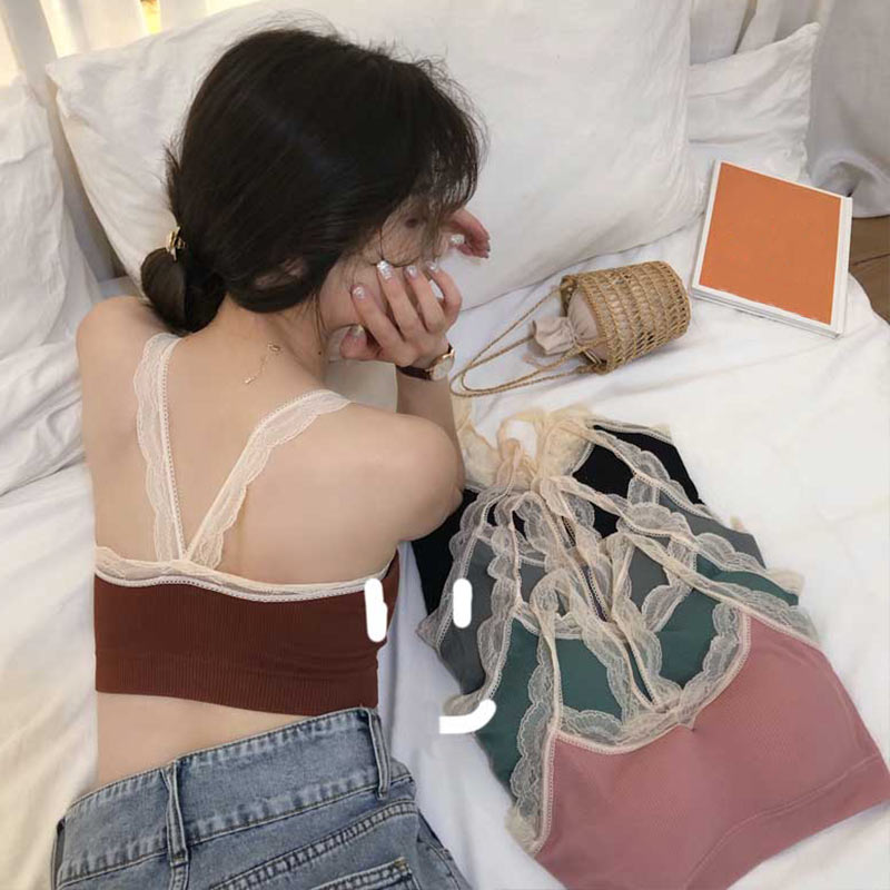 Autumn and winter net red beauty back no steel ring gathered sexy lace side sling small vest wipe breast girl underwear