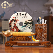 Huxiaoheshan Jade safe buckle desk decoration pen holder ornaments Tiger year zodiac new year business custom gifts