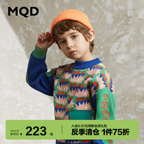 MQD child clothing boy sweater 21 winter new children full version half high collar thickened warm cover head full version knit