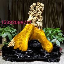 Jinsi Nan wood carving pine crane Yannian peony flower bird phoenix Ebony animal crafts figure shady wood root carving