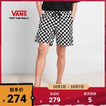 (National Day) Vans Fans official black and white checkerboard printing mens woven shorts