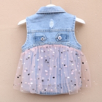 2022 new girls cardiovert baby cowboy waistcoat dress jacket baby spring autumn princess 0-1-3 years old