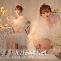 623 Pregnancy photo clothing rental exhibition new photo studio photo clothing cute and beautiful bow white yarn small fresh