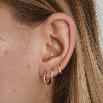7CHEN new European and American belt drilling titanium steel gold plated European and American fashion personality Cool ear rings with wind ear rings female