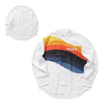 China Li Ning Sport POLO Shirt Mens New York Fashion Week Express Landscape Printed Long Sleeve Casual Shirt Limited