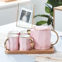 European light luxury gold ceramic water cup set Mug Living room large capacity household coffee milk cup Drinking cup