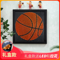 Basketball nail winding painting DIY handmade material bag hook string winding weaving painting boy day gift