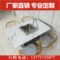 Customized quartz stone smoke-free hot boiler tableKorean self-service barbecue table string table chair