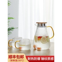 Household Hammerhead pattern cold water kettle Glass cold water kettle heat-resistant high temperature cold plain water kettle large capacity cold water cup set