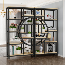 Living room entrance shelf multi-level floor-standing bookshelf simple office partition flower stand iron screen display stand