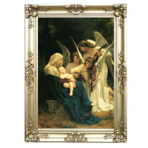 Yiwei solid wood corner flower frame decorative painting hanging painting world famous canvas Glo classical figure Virgin and Child and Angel