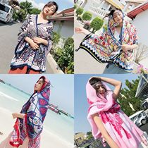 Ethnic style shawl silk scarf beach scarf bikini wrap dress dente female seaside sun protection Thailand tourism holiday