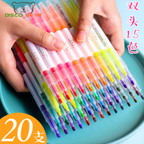 Fluorescent marker pen Students use color roughing key obsessive-compulsive disorder marker pen to mark key highlighter Candy color double-headed two-color middle school student homework notes light color painting writing color pen