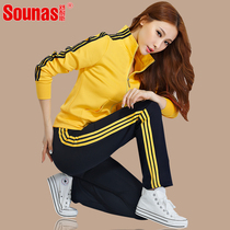 South Korea Silk Casual Sports Suit Women Spring Autumn Big Code Leisure Two Sets Long Sleeve Sportswear Suit Womens Autumn Group Purchase