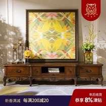 Wei Shili European Solid Wood TV Cabinet American Carved Villa Living Room Multifunctional Cabinet Locker Furniture H3