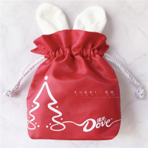 Foreign trade tail single cute soft cute rabbit rabbit ear Christmas tree red drawstring bag wedding wedding candy pocket