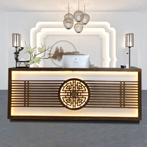 Retro new Chinese restaurant Bar Cashier Bed and breakfast Tea picking ear and foot bath shop Health hall Front desk reception desk cabinet