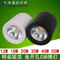 Shing Downlight led shopping mall ceiling cob exhibition hall project 20W 30W 50W open hole black round spotlight