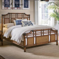 Southeast Asia island rattan art furniture Real rattan bed Rattan solid wood bed Rattan bamboo joint 1 8-meter double bed