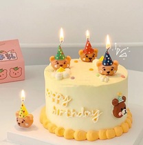 Bake cake decoration color birthday hat bear head cute childrens birthday candle party small hat ornaments