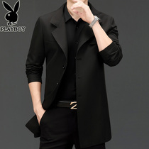 Playboy spring and autumn windbreaker men long business leisure British style trend coat mens thin coat
