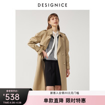 Disseyness 2021 Spring new bubble sleeves Slim Commute Long Commute Long cotton temperamental Shallow Wood Color Windsuit Lady