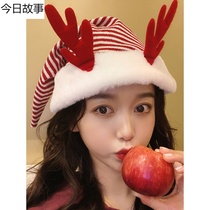 Red antlers Santa Claus hat plush cute Christmas hair accessories autumn and winter new small gift dress accessories