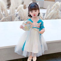  Girls Hanfu summer childrens Western style skirt cheongsam 2021 new Chinese style princess dress baby summer dress