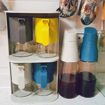 Moisture-proof glass seasoning tank with spoon desiccant non-slip handle seasoning tank household kitchen salt condiment pot