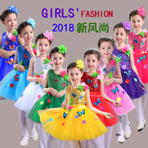 Children's Dress Flower Girl Princess Dress Flower Son Dress Girl Host Short Blue Piano Performance Dress Female