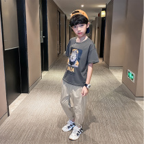 Boomer Boy Summer Clothing Online Red Suit Handsome 2022 New Yangqi Fashionable Korean Edition Sports CUHK Childrens Clothes