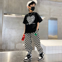 Boy short sleeve suit Chauchai in fashion CUHK Children 2022 New summer slim net Red Fried Street Boy
