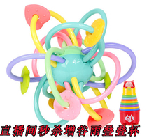  Guyu soft ball teether baby toy 6-12 months hand grip ball Six puzzle boiled baby soft rubber ball