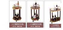 Hotel wine tea delivery car double wooden round Wine Car cake car dessert mobile service trolley