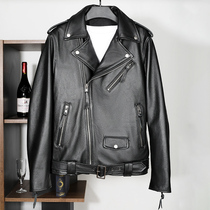 2021 new mens cowhide motorcycle leather jacket black casual autumn and winter mens leather jacket hot promotion
