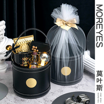 Moreyes wedding best man with hand gift portable leather bucket wedding candy box set European wedding gift empty box gift
