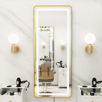 Net red barber shop mirror Hair salon special mirror table with light single wall hanging simple makeup mirror Wall-mounted hair mirror